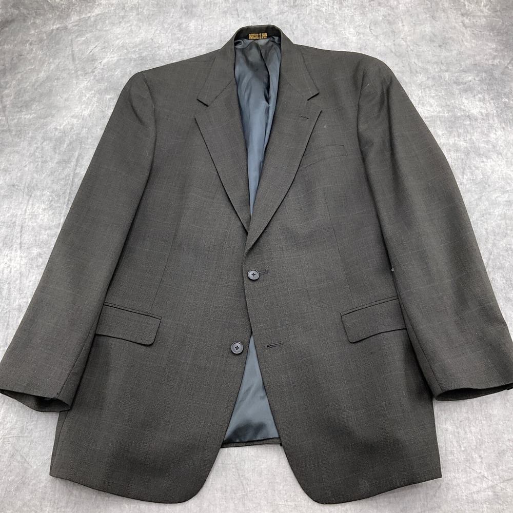 Austin Reed Blazer Men 44L Gray Plaid Heritage Classic Wool Jacket USA VTG